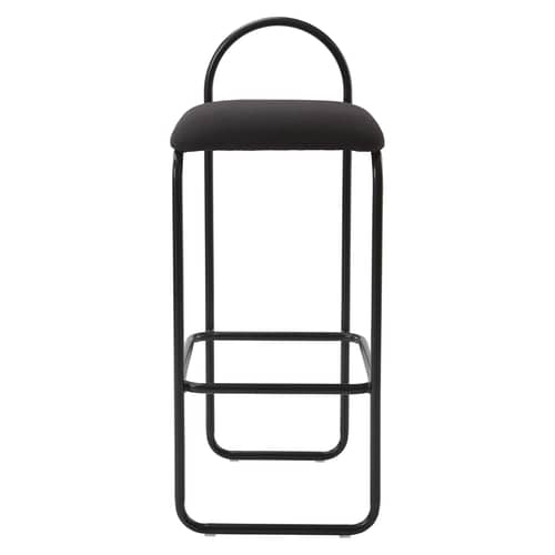 Sgabello alto Angui Large tessuto grigio / H 75 cm - tessuto poliestere riciclato - AYTM - Carbonio (poliestere riciclato) - Acciaio laccato, Espanso, Poliestere riciclato