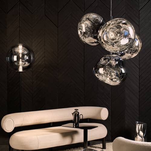 Sospensione Melt Chandelier materiale plastico grigio / Small - LED / Ø 98 x H 103 cm - Tom Dixon - Fumo - Acciaio, policarbonato