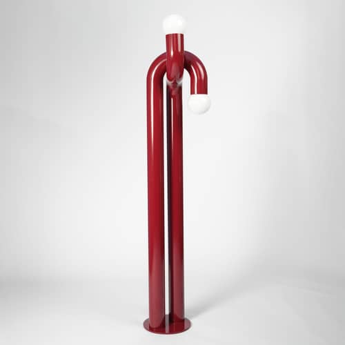 Stehleuchte Modulation metall rot / H 185 cm - Axel Chay - Bordeaux - Glas, lackierter Stahl