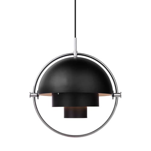 Suspension Multi-Lite Small métal noir / Ø 25 cm - Modulable & orientable / Réédition 1972 - Gubi - Noir/ Cercle chromé - Métal