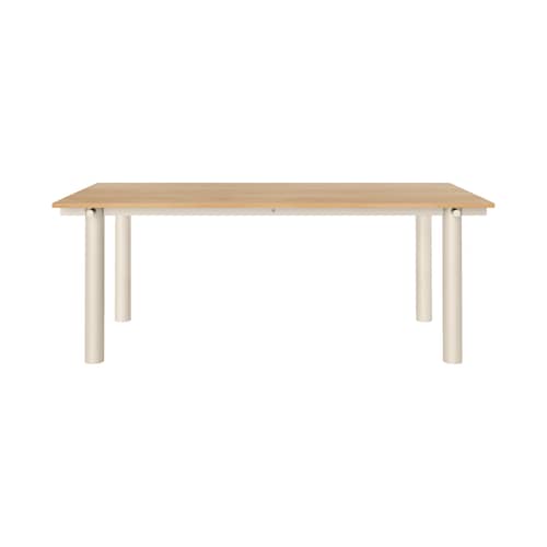 Table rectangulaire Atura bois naturel / 200 x 90 cm - Ferm Living - Chêne naturel / Pieds beige - Acier thermolaqué, Placage de chêne