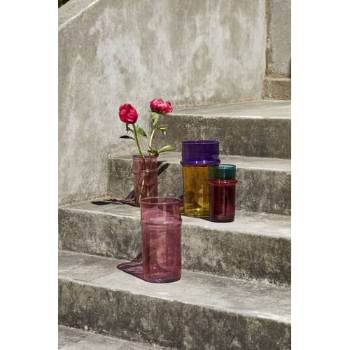 Vase Moroccan Small verre rose bleu / Ø 9,5 x H 20,5 cm - Hay - Rose & bleu - Verre soufflé recyclé