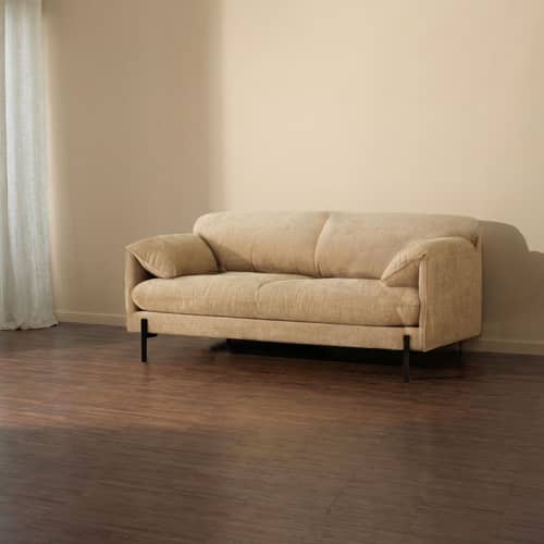 Divano 2 posti Camilla tessuto beige / L 167,5 cm - NV GALLERY - Beige antico - Ferro, Schiuma ad alta densità, Tessuto