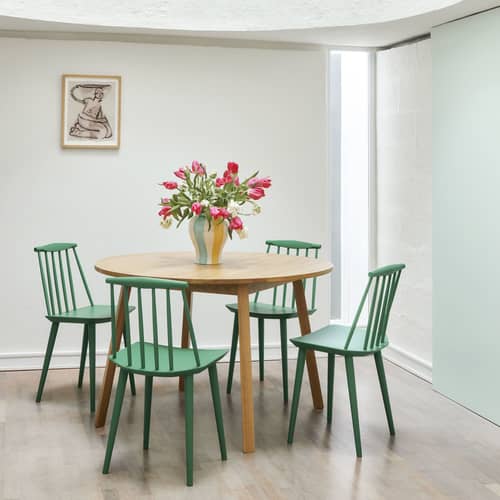 Chaise J77 bois bleu / Réédition années 60 - Hay - Bleu ardoise - Hêtre massif, Placage de hêtre