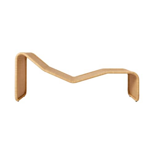 Chaise longue P3S OUTDOOR / Rotin synthétique tressé main - Réédition 1964 - Gubi - Naturel - Acier galvanisé, Rotin synthétique