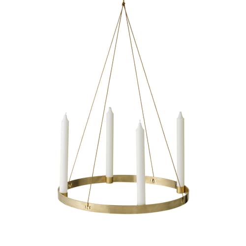 Chandelier Circle Large / Ø 38 cm - Ferm Living - Laiton - Cuir, Laiton
