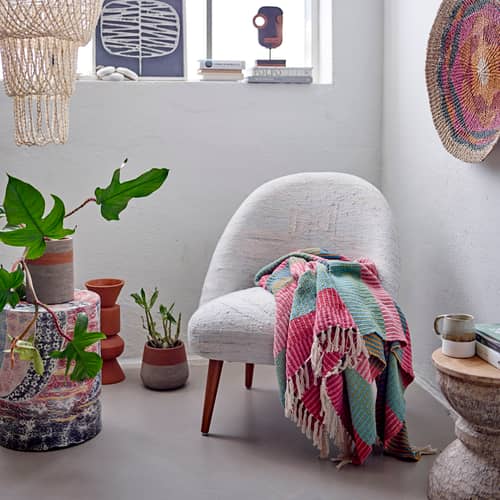 Decke Isnel textil bunt / 160 x 130 cm - Bloomingville - Bunt - Baumwolle, Polyesterfaser