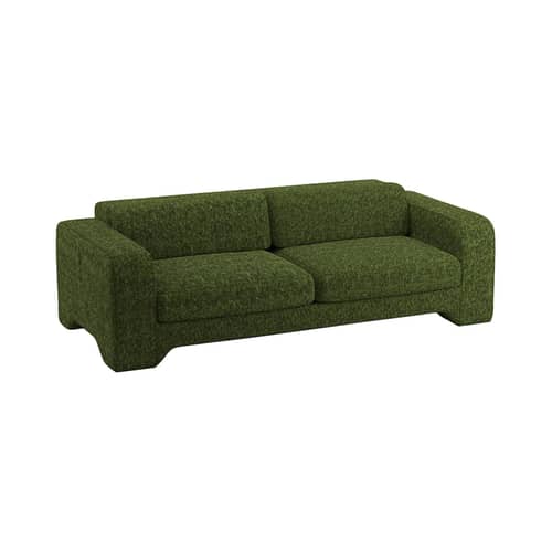 Canapé droit Giovana / L 230 cm - 3 places /  Velours chenille - POPUS EDITIONS - Vert olive - Hêtre massif, Mousse HR, Ouate de polyester, Panneaux de particules, Velours chenille
