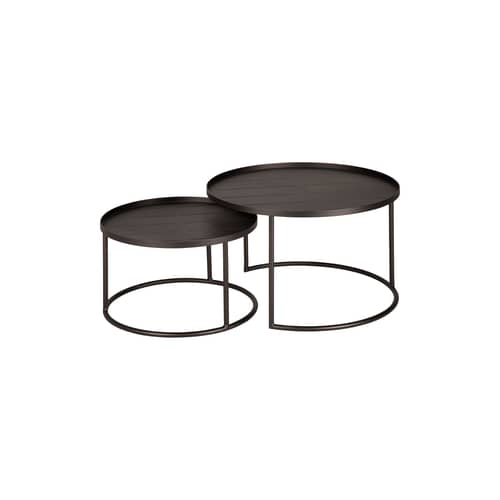 Core Small & Large Nested tables metal brown / Set 2 tables Ø 62 + Ø 49 cm - Ethnicraft - Dark bronze - Thermolacquered aluminium