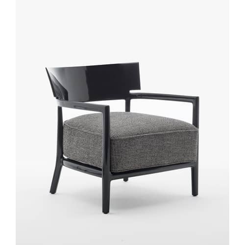 Cara INDOOR Padded armchair plastic material textile black / Tissu - Kartell - Black / Black & beige fabric - Fabric, Polycarbonate, Polyurethane