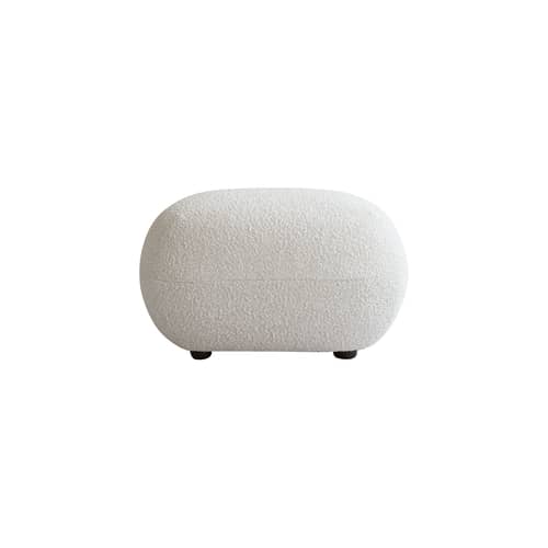 Pouf Toe tissu blanc / 60 x 45 cm - 101 COPENHAGEN - Blanc cassé (tissu bouclé) - Bois, Mousse, Tissu bouclé