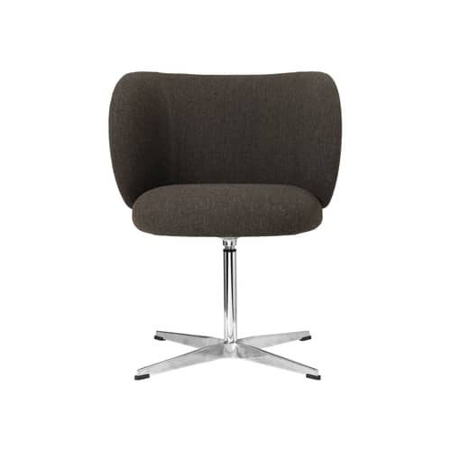 Poltrona girevole Rico tessuto grigio / tessuto bouclé - Ferm Living - Grigio scuro - Alluminio lucido, Espanso, Legno, Tessuto bouclé
