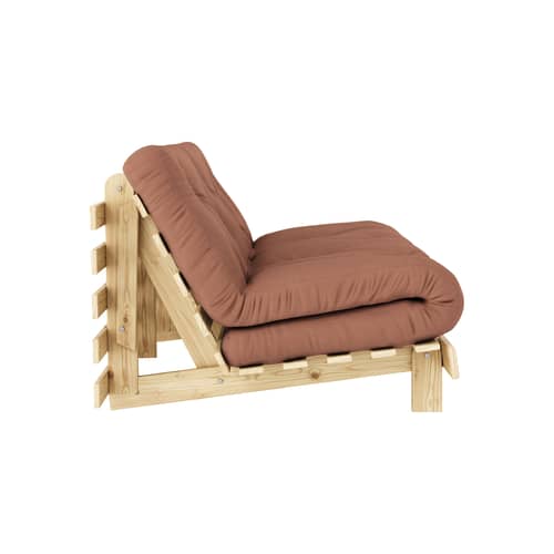Divano convertibile Roots legno marrone / L 160 cm - 3 posizioni / Struttura in pino chiaro - KARUP - Marrone argilla 759 / Pino Chiaro - Espanso, Fibre riciclate miste, Pino massello certificato FSC, Tessuto