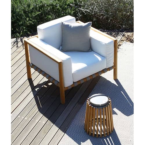 Set coussins  tissu bois blanc / Pour fauteuil Pevero - Unopiu - Coussins / Blanc écru - Tissu acrylique