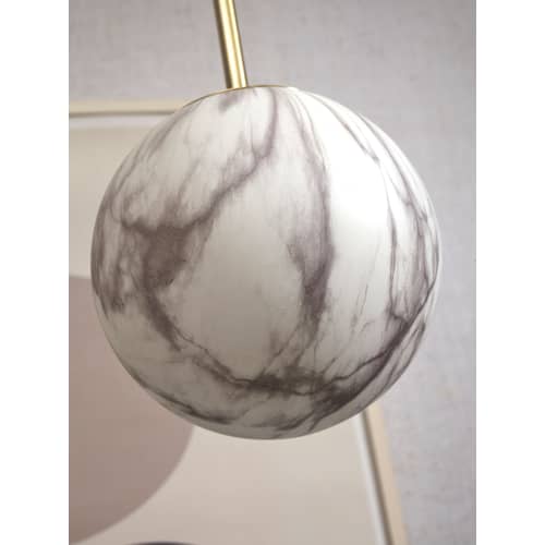 Sospensione Carrara vetro bianco oro / Ø 16 cm - Vetro effetto marmo - It\'s about Romi - Effetto Marmo Bianco / Oro - Metallo, Vetro