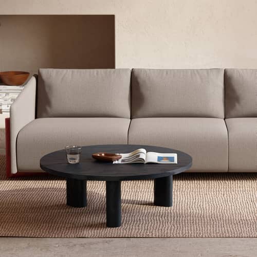 Table basse Galta Forte / Ø 100 x H 36 cm - KANN DESIGN - Chêne noir - Chêne massif teinté, Placage chêne teinté