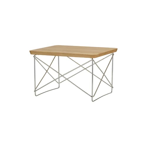 Table d\'appoint Occasional Table LTR / Eames (1950) - Vitra - Châtaignier clair / Pied acier - Châtaignier massif, Fil d\'acier inoxydable