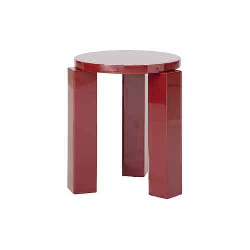 Tabouret Atlas bois rouge / Rond - NEW WORKS - Bordeaux - MDF laqué