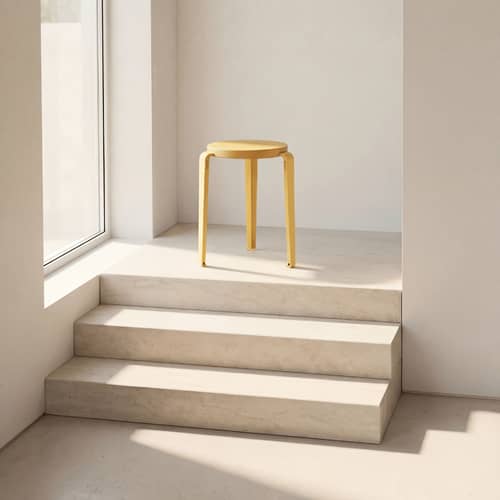 Tabouret empilable Lou Chroma bois jaune / Bois éco-certifié - TIPTOE - Jaune brioche - Acier, Bois éco-certifié