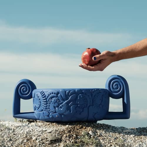 Tischgesteck Magna Graecia keramik blau / 40 x 25 x H 20 cm - Terrakotta - Seletti - Kobaltblau - Terrakotta