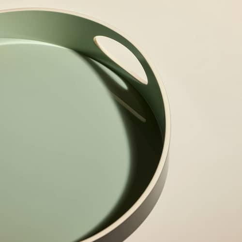 Basile Tray wood green / Ø 40 cm - Maison Sarah Lavoine - Linden grow - Lacquered bamboo