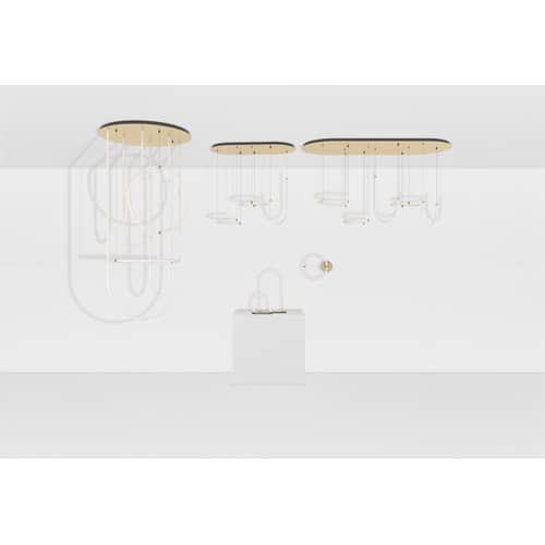 Lampe de table Unseen LED Large plastique blanc / H 60 cm / Seconde vie - Petite Friture - H 60 cm / Blanc & laiton - Laiton, Polycarbonate