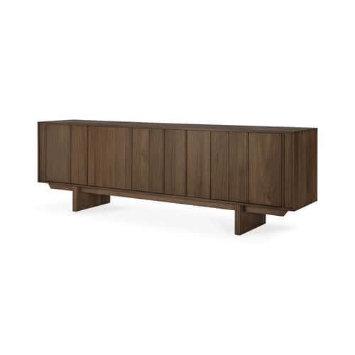 Buffet Pillar bois marron / L 220 x H 70 cm - Ethnicraft - L 220 cm / Teck brun - Teck massif teinté