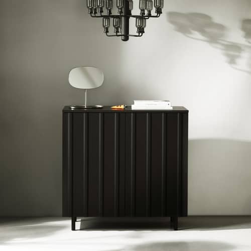 Buffet Rib legno nero / L 98,5 x H 96,5 cm - Normann Copenhagen - Nero - Impiallacciatura di rovere, Rovere massello