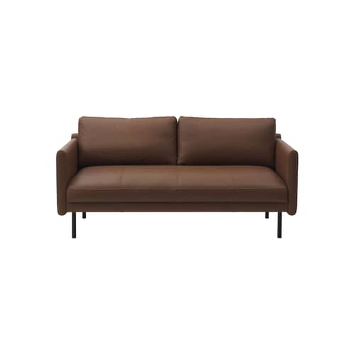 Canapé droit Rar cuir marron / 2 places - L 168,5 cm - Normann Copenhagen - Cuir Cognac - Acier, Bois, Cuir, Mousse PU