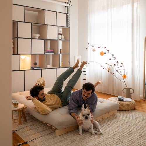 Canapé convertible Roots / L 140 cm - 3 positions beige / Structure pin clair - KARUP DESIGN - Beige 747 / Pin clair - Fibres recyclées mélangées, Mousse, Pin massif certifié FSC, Tissu
