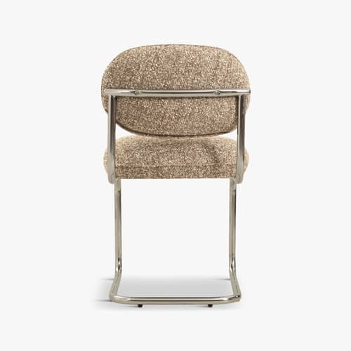 Chaise rembourrée Amberta tissu beige - NV GALLERY - Macchiato (bouclé) - Acier inoxydable chromé, Mousse haute densité, Tissu bouclé