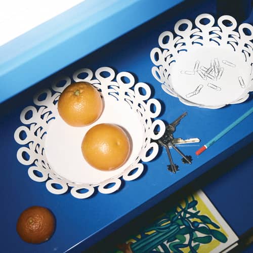 Corbeille Vimini métal blanc Small / Ø 22 cm - Alessi - Blanc - Acier