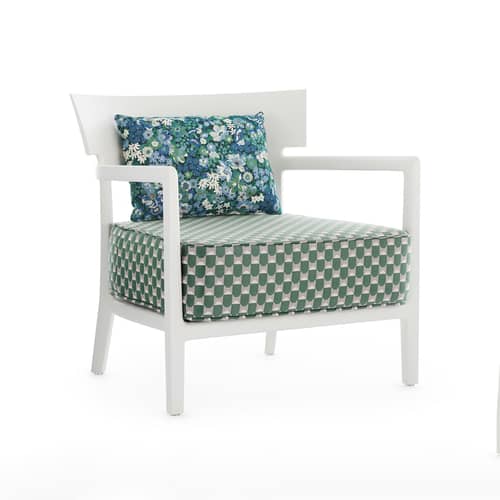 Coussin d\'extérieur Liberty / 45 x 32 cm - Kartell - Vert sauge (Liberty Artemis) -  Ouate, Tissu outdoor