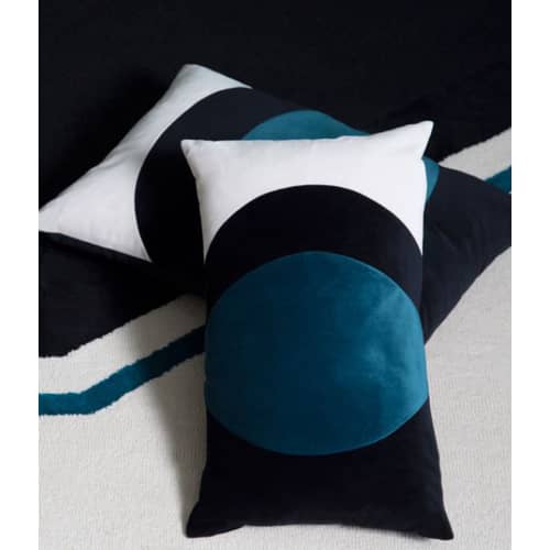 Coussin Lune tissu bleu / Velours - 50 x 30 cm - Maison Sarah Lavoine - Bleu Sarah - Fibre silicone, Velours