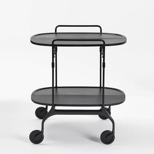 Desserte Gastone plastique noir / Pliable - 68 x 62 cm / Version mate - Kartell - Noir mat / Structure noire - Acier peint, Nylon chargé de fibre de verre