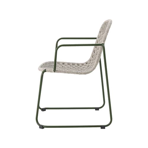 Fauteuil empilable Calana / Tressage polypropylène - Bloomingville - Gris / Vert - Corde polypropylène, Métal thermolaqué