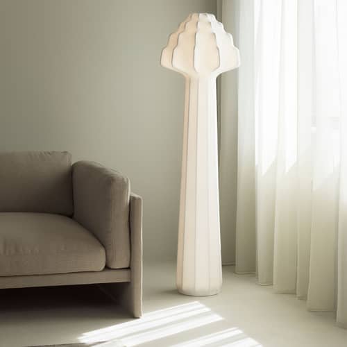 Phantom LED Floor lamp textile white / H 156 cm - Cocoon resin - Normann Copenhagen - White - Cocoon resin, Steel