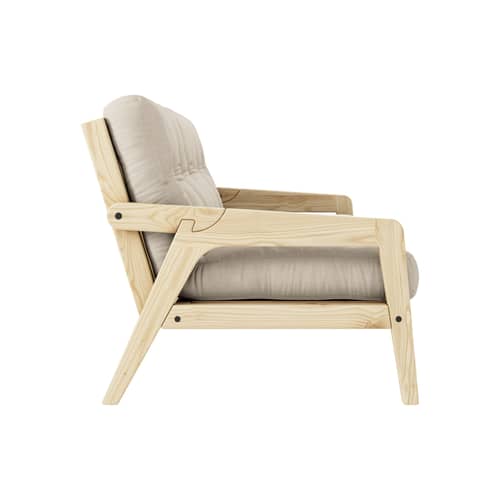 Canapé convertible Grab / L 204 cm - 3 places - KARUP DESIGN - Beige 747 / Pin clair - Fibres recyclées mélangées, Mousse, Pin massif certifié FSC, Tissu