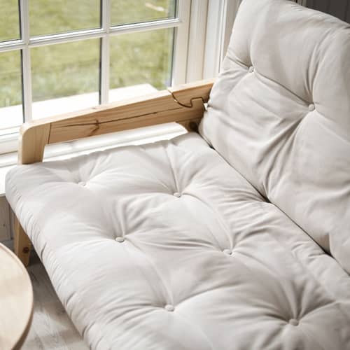 Divano convertibile Grab legno beige / L 204 cm - 3 posti - KARUP DESIGN - Beige chiaro 747 / Pino chiaro - Espanso, Fibre riciclate miste, Pino massello certificato FSC, Tessuto