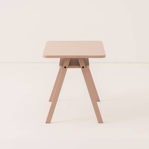 Kinderschreibtisch Growing Green holz rosa / 70 x 45 x H 50 cm - NOBODINOZ - Rose blush - Furnier, massive Buche