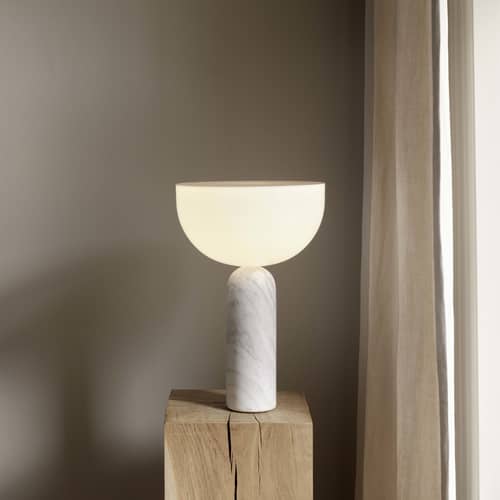 Lampe de table Kizu Large marbre blanc / Base marbre - H 45 cm - NEW WORKS - Marbre blanc - Acrylique, Marbre