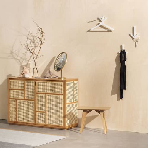 Buffet Air bois naturel / Meuble TV - Cannage rotin - L 120 x H 81 cm - Design House Stockholm - Chêne / Rotin naturel - Cannage de rotin, MDF plaqué chêne