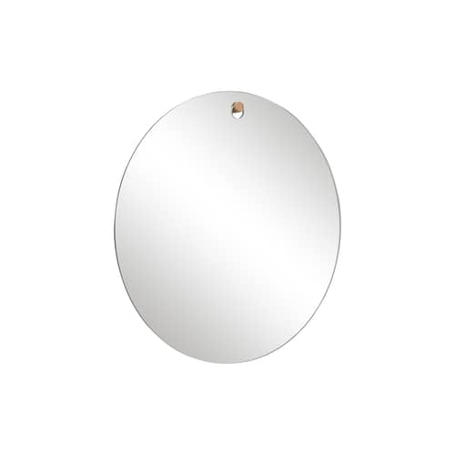 Miroir mural Hall bois argent / Ø 50 cm - HÜBSCH - Patère chêne - Chêne, Verre