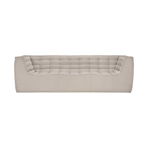 Sofa N701 textil beige / 3-Sitzer - L 245 cm - Ethnicraft - Beige (Standardgewebe) - Gewebe, Hochdichter PU-Schaum, Holz