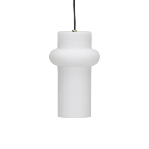 Pendelleuchte Pilule Pendule Up glas weiß / Ø 15 x H 25 cm - HÜBSCH - Up / Weiß mattiert - mundgeblasenes Glas