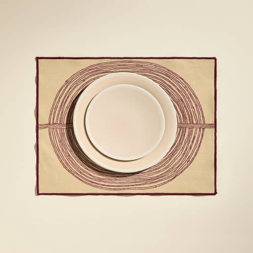Mirage Placemat textile red / 45 x 35 cm - Hand-embroidered - Maison Sarah Lavoine - Carmine - Cotton