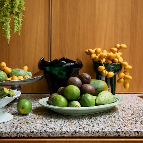 Plat de service New classics céramique vert / 39 x 29 cm - HK LIVING - Menthe - Grès