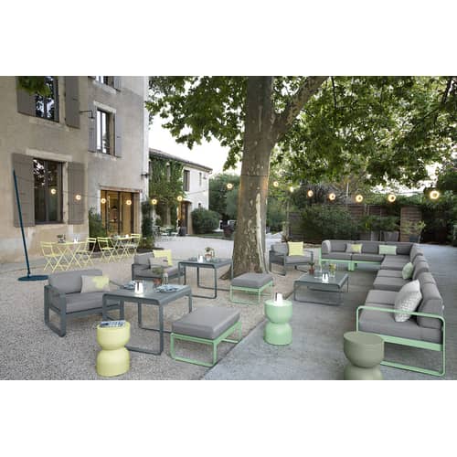 Bellevie Rectangular table metal beige / 74 x 80 cm - Metal - Fermob - Nutmeg - Aluminium