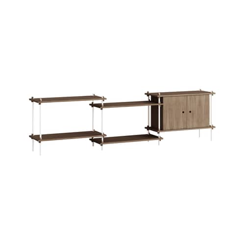 Regal Shelving System – s.65.3.B holz braun / B 239 x H 65 x Prof. 35 cm - MOEBE - Eiche geräuchert / Weiß - MDF Eichenfurnier, Stahl