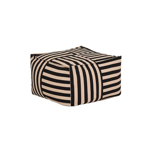 Pouf Otto tissu noir / Repose-pieds - 55 x 55 cm - NOBODINOZ - Noir & sable - Coton biologique, Polystyrène expansé